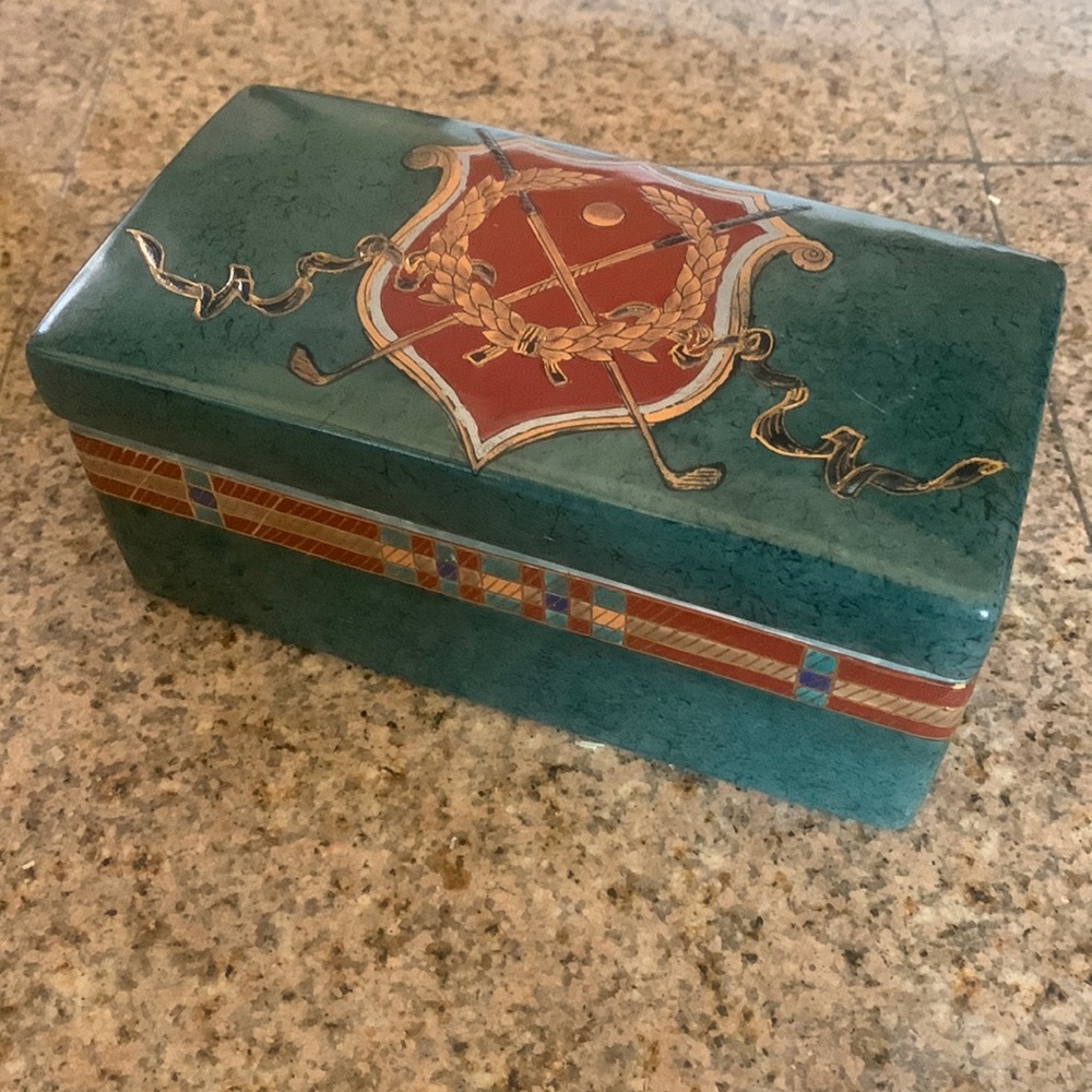 Porcelain Dresser Box By Oriental Accent Inc. Golf Theme